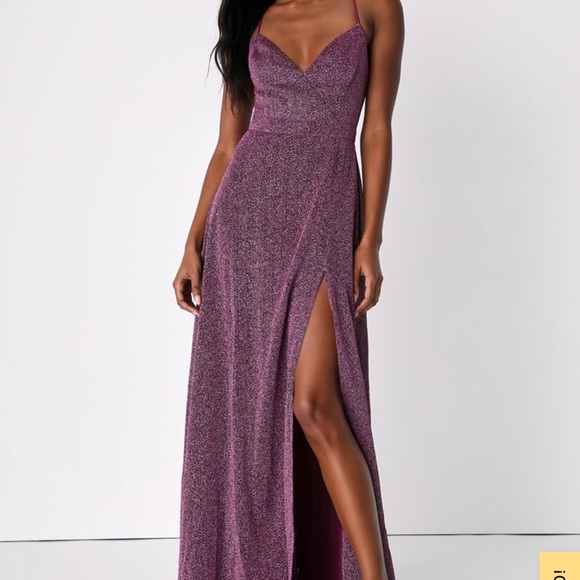Truly Dazzling Magenta Multi Glitter Sleeveless Maxi Dress - Picture 2 of 4
